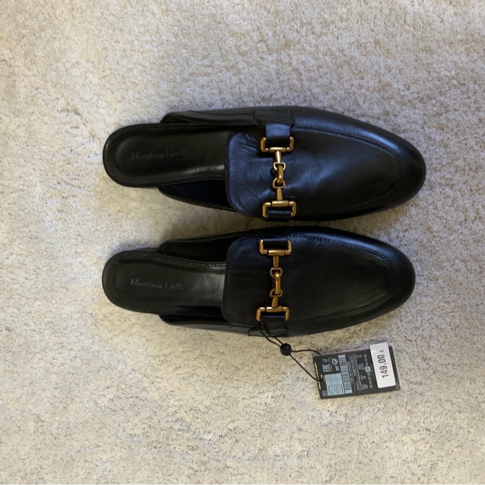 Massimo Dutti NWT black loafer mules size 39 and marked US 8 - Picture 3 of 5